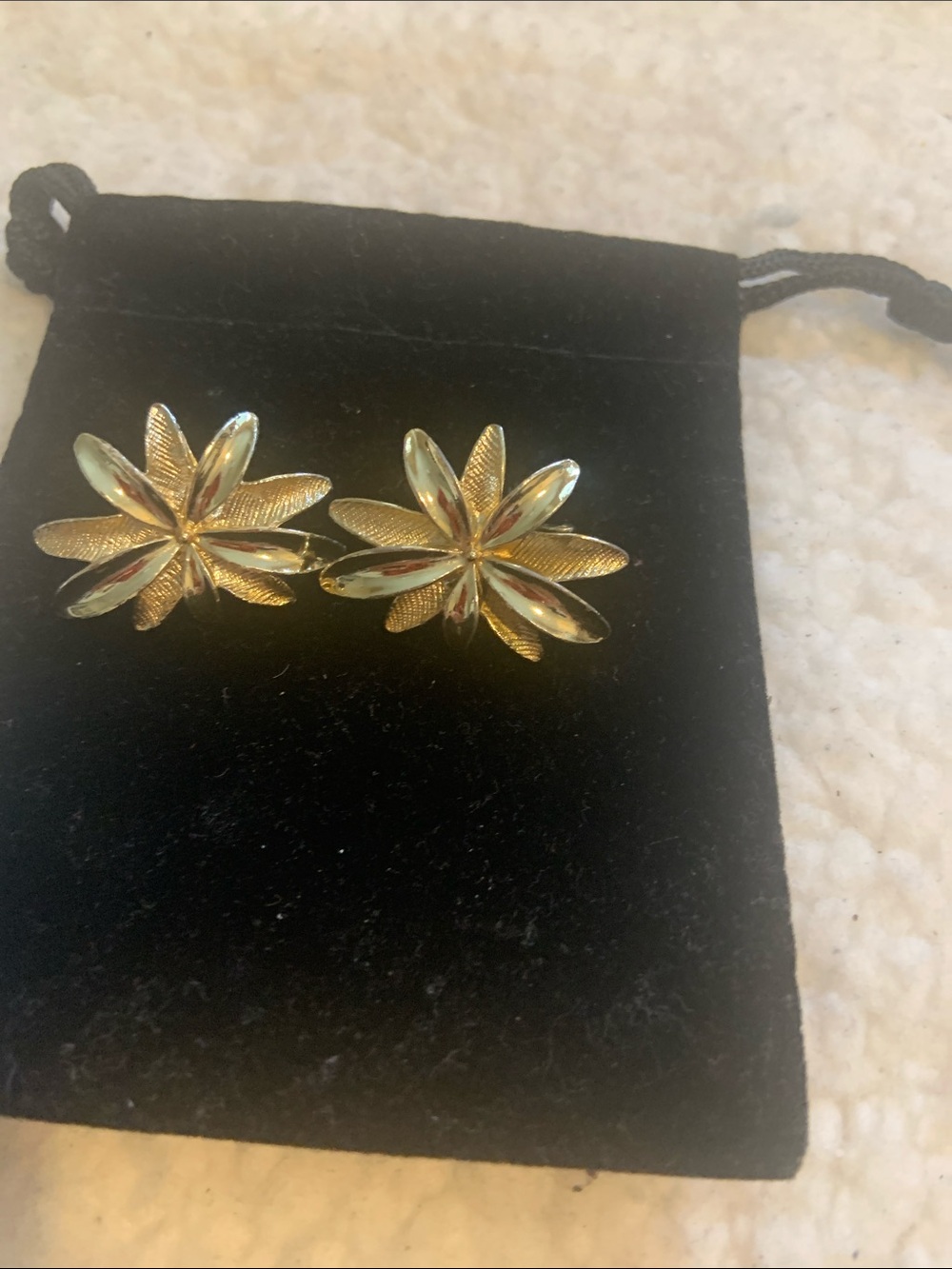 Gold Floral Petal Clip On Earrings - Women Jewelry